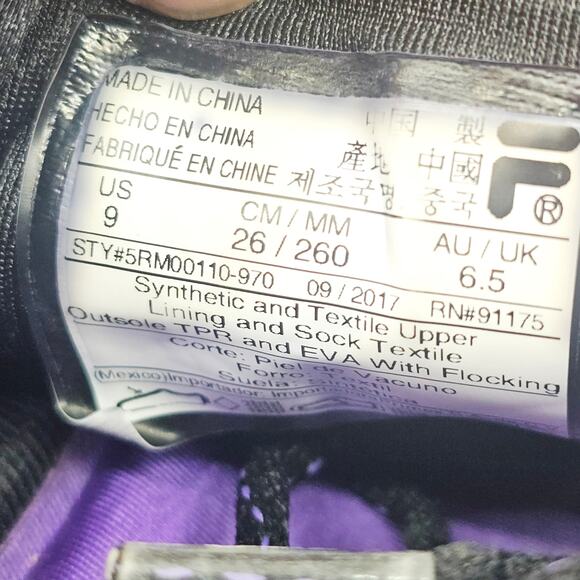 Fila Memory Outreach Athletic Running Sneaker Shoe Black Purple Women's 9 G25 - Picture 7 of 9